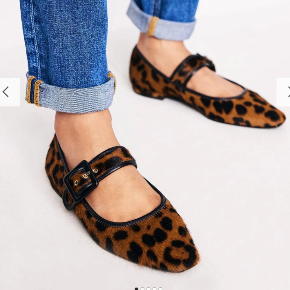 Boden Animal Print Mary Jane Flats